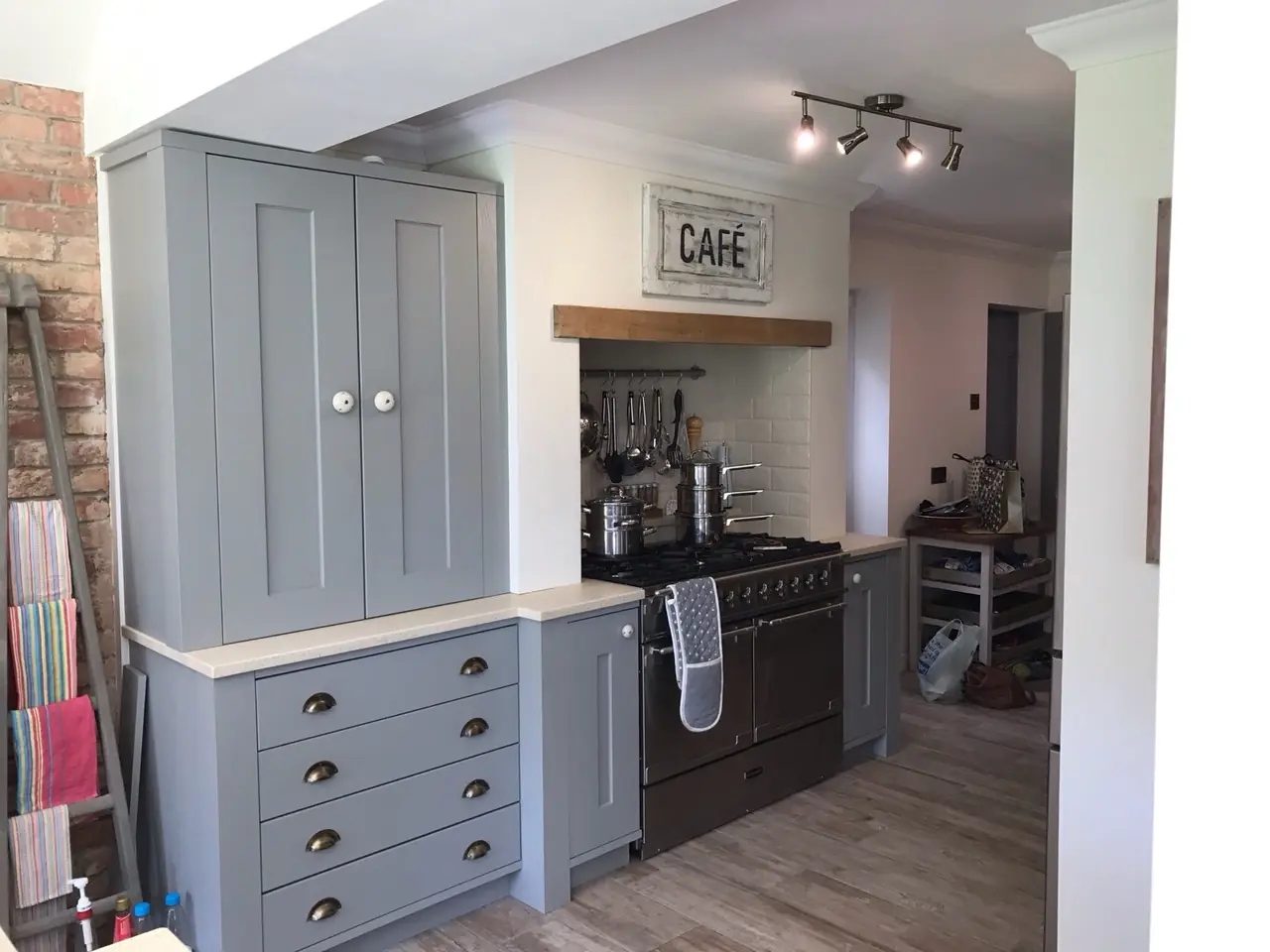 Kitchen shaker grey range cooker welcome sign, made and fitted by Sussex Design Interiors